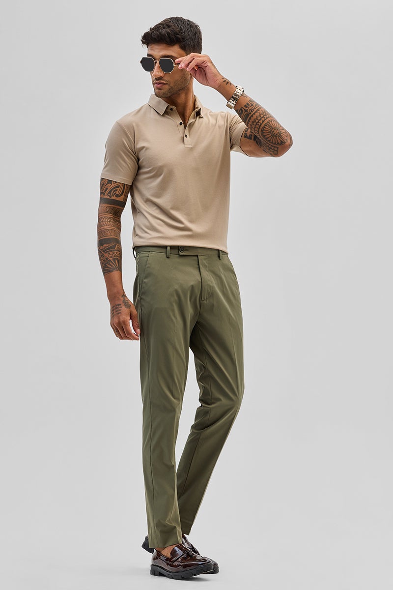 SNITCH Olive Slim Fit Chinos - Image 3